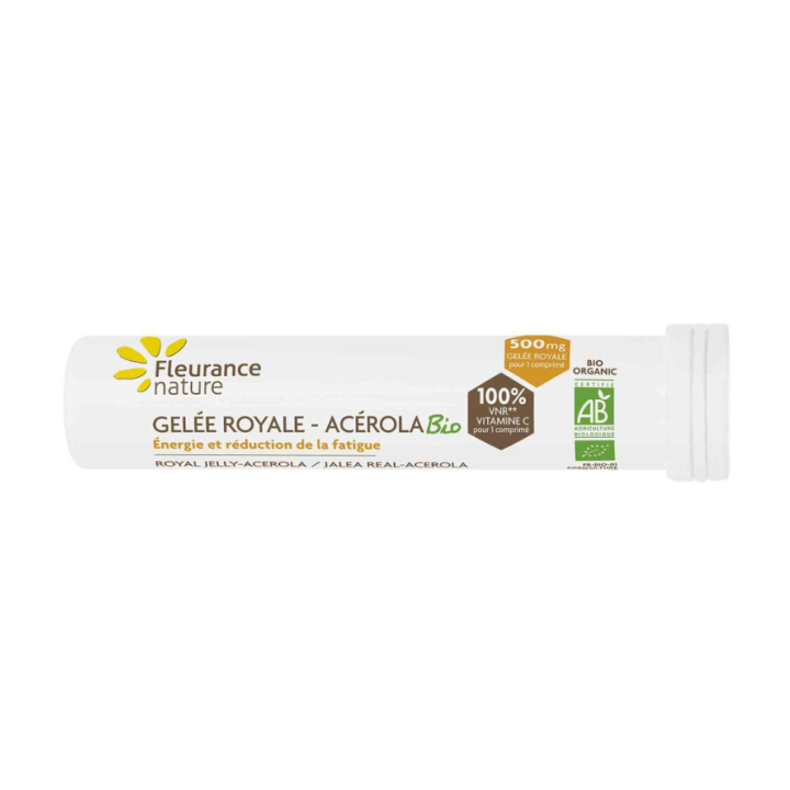 Gelée royale acérola BIO Fleurance Nature - tube de comprimés à croquer 