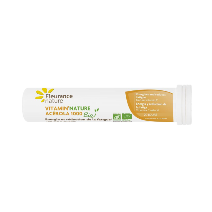 Vitamin'nature acérola 1000 BIO Fleurance Nature - tube de 20 comprimés 