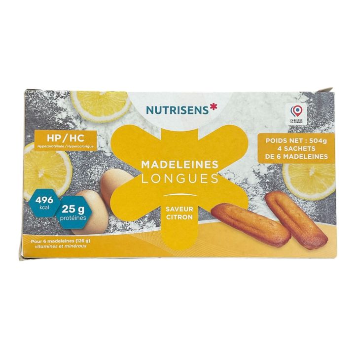 Madeleines longues saveur Citron Nutrisens - boite de 4 sachets de 6 madeleines