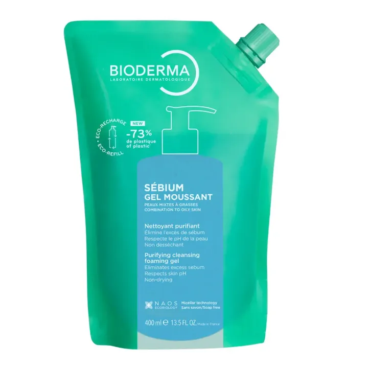 Sébium gel moussant nettoyant purifiant Bioderma - éco-recharge de 400ml