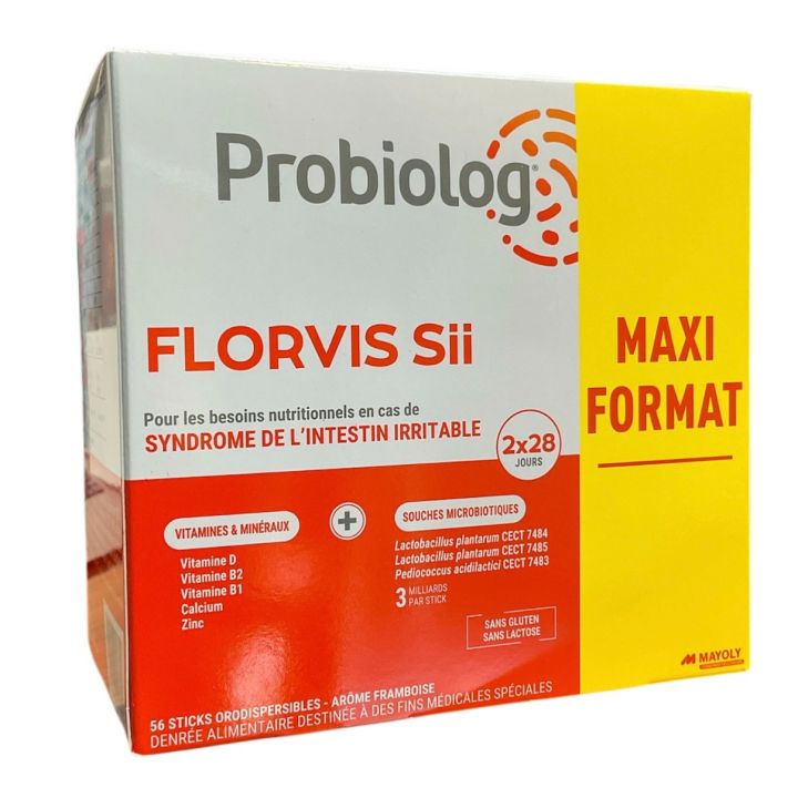 Probiolog Florvis Sii arôme framboise Mayoly - boite de 56 sticks orodispersibles
