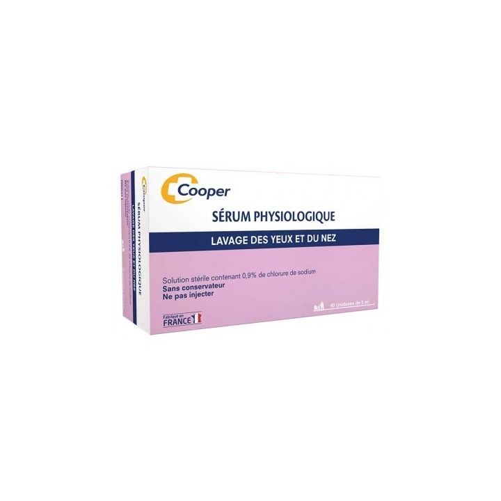 Sérum physiologique stérile Cooper - boite de 40 unidoses de 5 ml