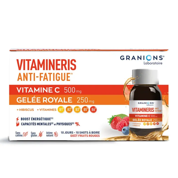 Vitamineris anti-fatigue Granions - boite de 10 shots à boire 