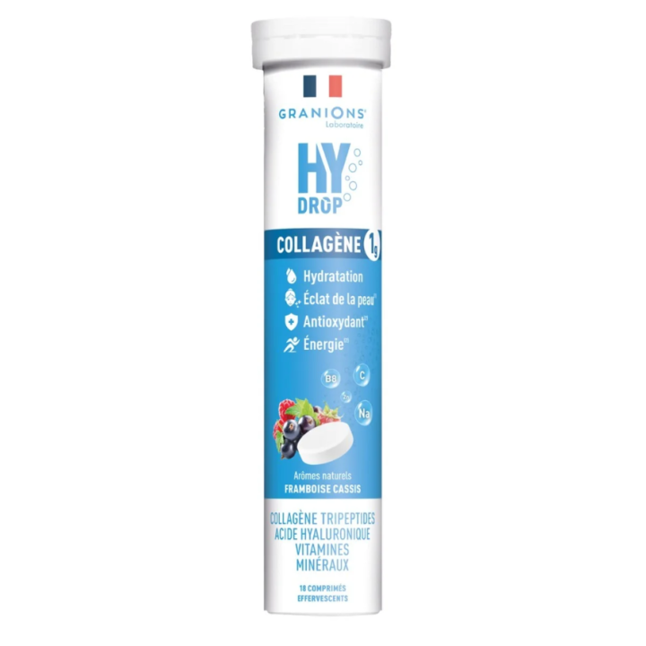 Hydrop solution d'hydratation arôme framboise cassis Granions - tube de 20 comprimés effervescents 