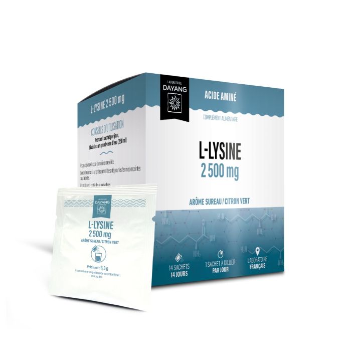 L-Lysine 2 500mg arôme sureau citron vert Dayang - boite 14 sachets