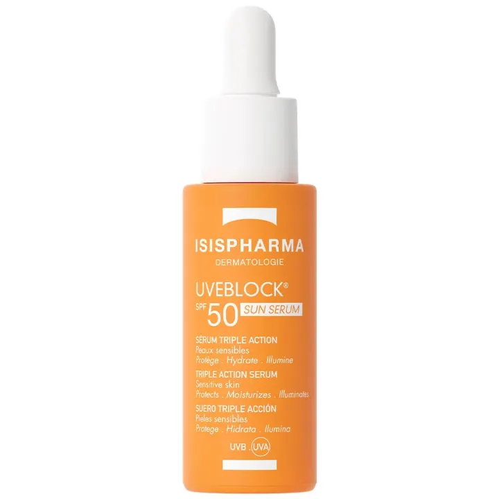 Uveblock SPF50 sérum triple action Isispharma - flacon-pipette de 28ml