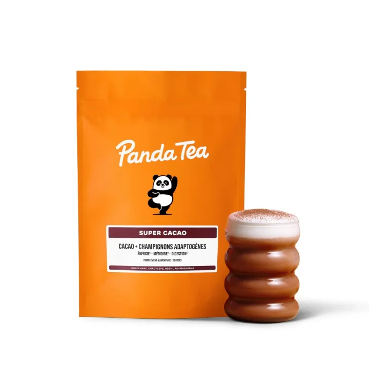 Super cacao + champignons adaptogènes Panda Tea - sachet de 115g