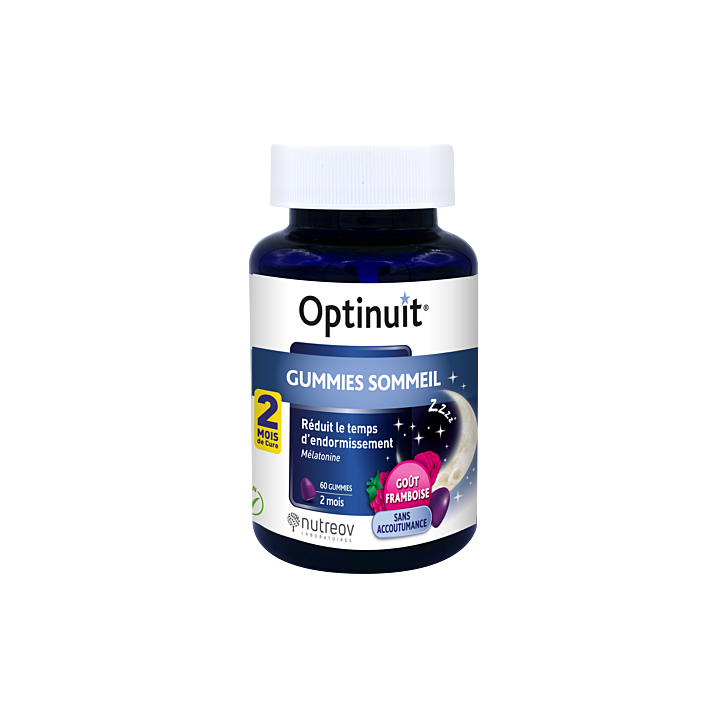 Optinuit gummies sommeil goût framboise Nutreov - pot de 60 gummies 