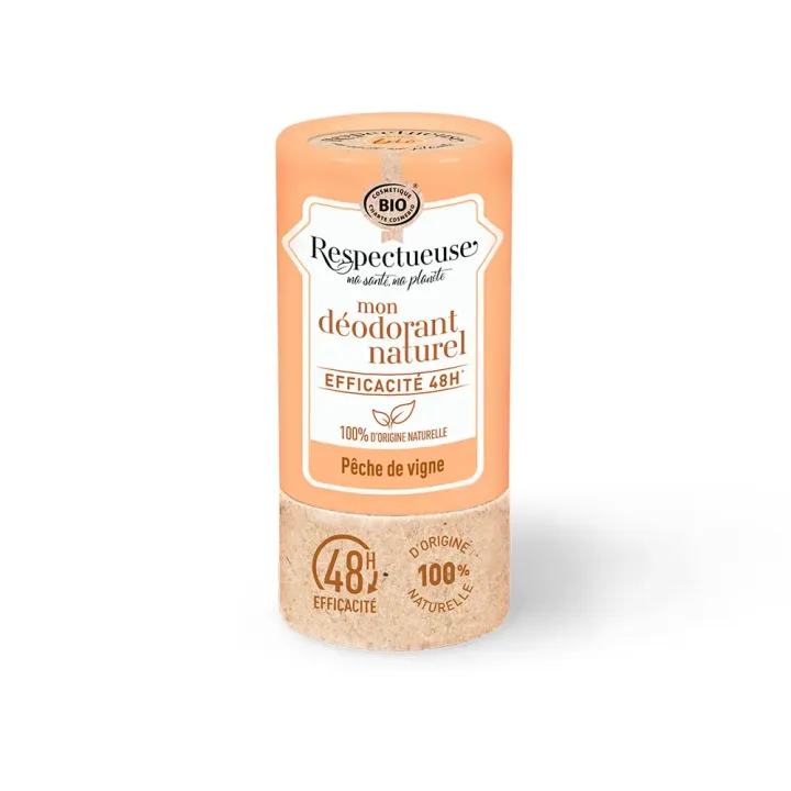 Mon déodorant naturel pêche de vigne Respectueuse - roll-on de 50g