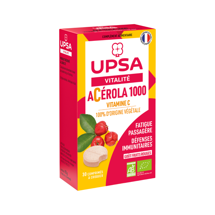 Acérola 1000 bio UPSA - boîte de 30 comprimés à croquer
