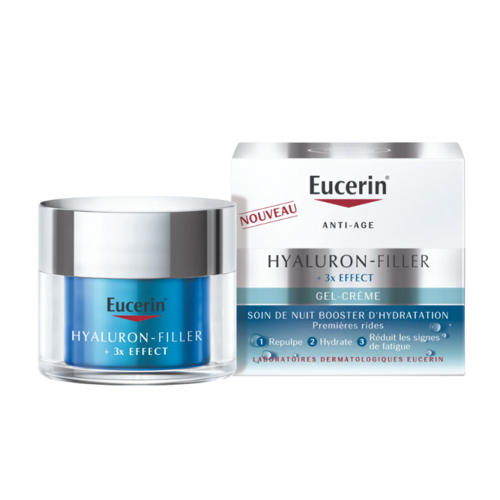 Hyaluron-filler + 3x effect gel-crème soin de nuit booster d'hydratation Eucerin - pot de 50 ml