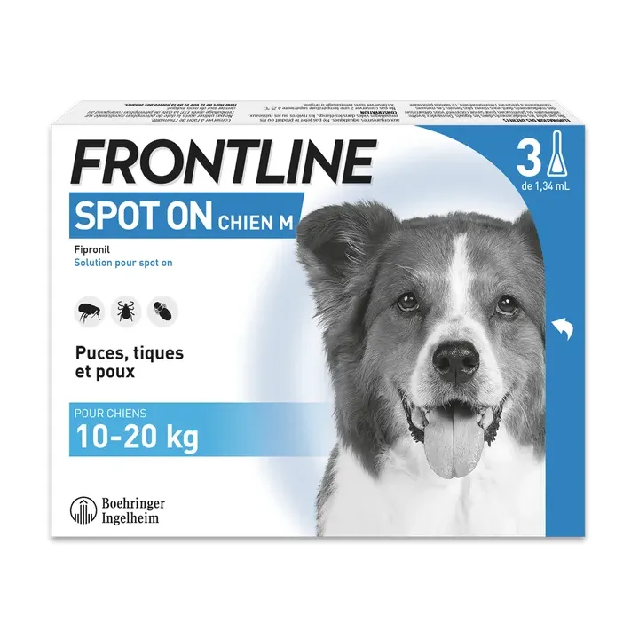 Frontline Spot On chiens 10-20 kg - 3 pipettes de 1,34ml
