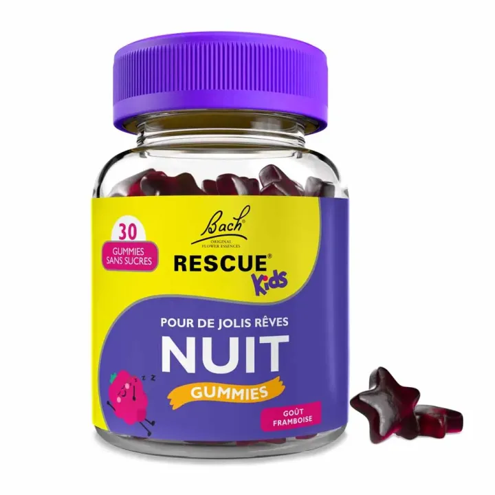 Rescue nuit kids gummies jolis rêves goût framboise - pot de 30 gummies
