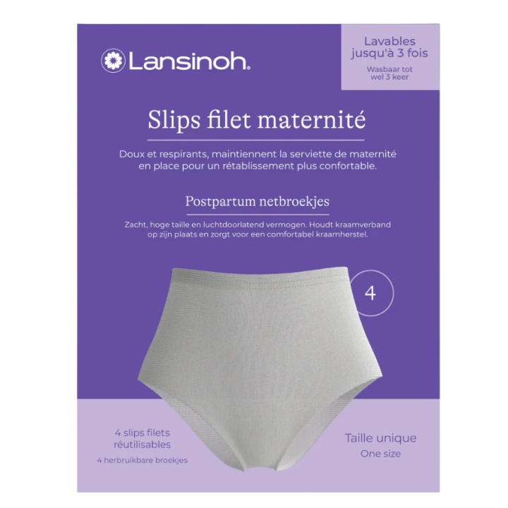 Slips filet maternité Lansinoh - boite de 4 slips filets réutilisbles