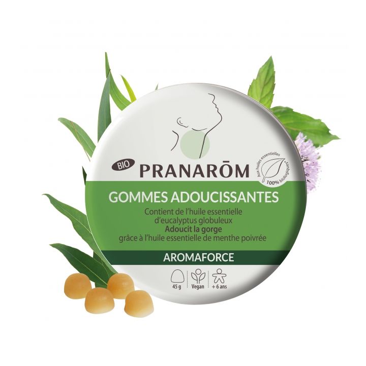 Aromaforce gommes adoucissantes menthe/eucalyptus Bio Pranarôm - boîte de 45 g