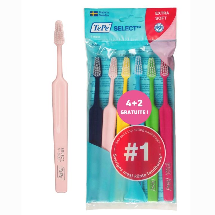 Pack brosses à dents extra-soft Select TePe - lot de 6 brosses à dents