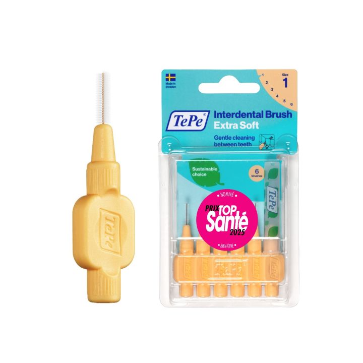Brossettes interdentaires extra souples orange pastel taille 1 (0.45mm) TePe - 6 brossettes