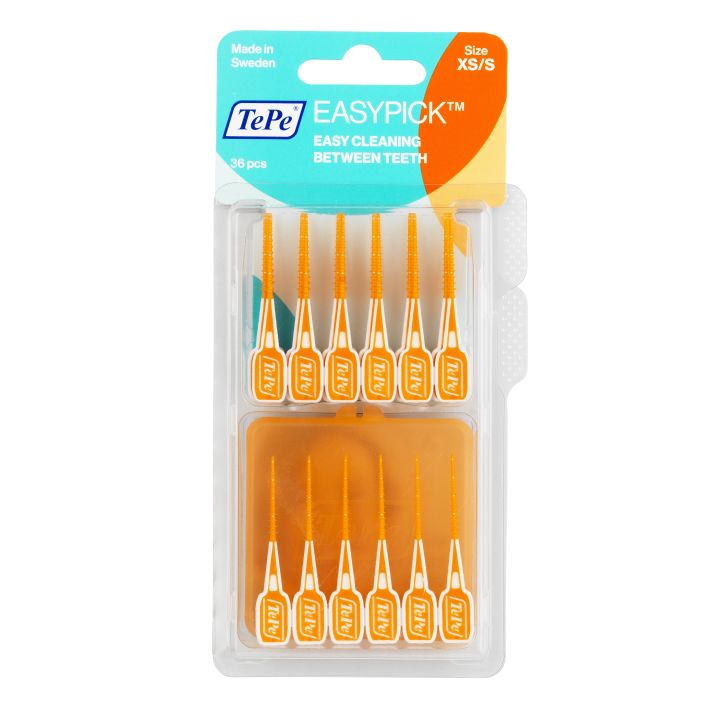 Easy Pick Cure-Dents Silicone Orange XS/S TePe - 36 unités