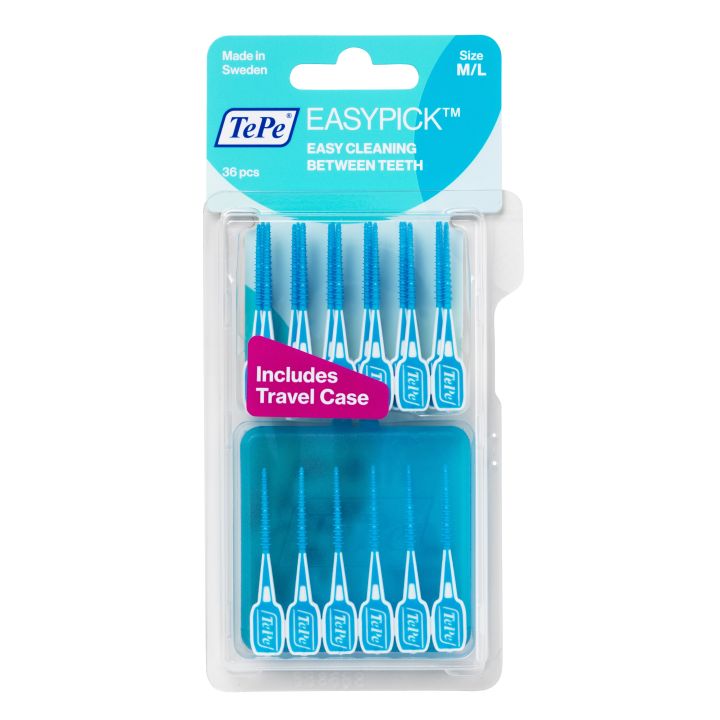 Easy Pick Cure-Dents Silicone Turquoise M/L TePe - 36 unités