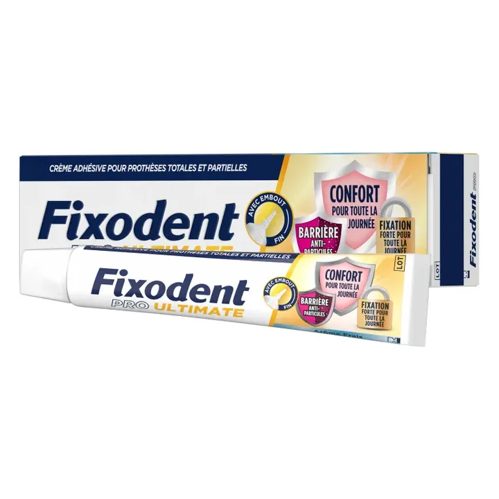 Pro Ultimate crème adhésive prothèses totales et partielles goût neutre Fixodent - tube de 40g