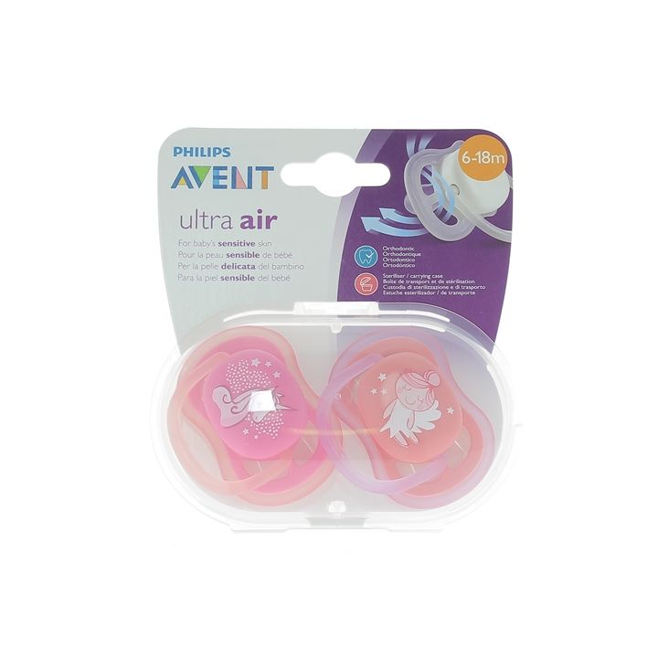 Sucette Ultra Air licorne/fée 6-18 mois Philips Avent - boite de 2 sucettes