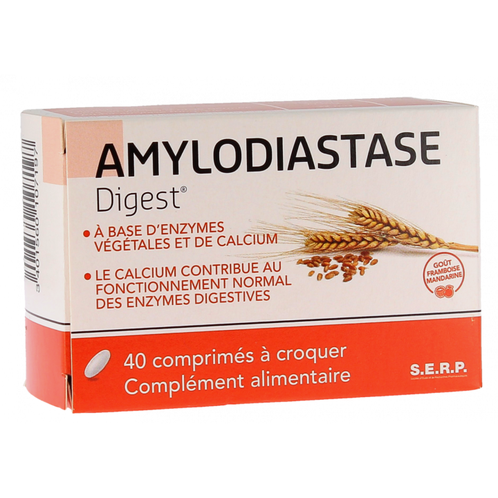 Amylodiastase Digest goût framboise mandarine - boîte de 40 comprimés à croquer