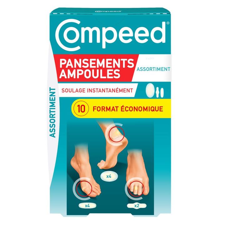 Assortiment pansements ampoules Compeed - boîte de 10 pansements