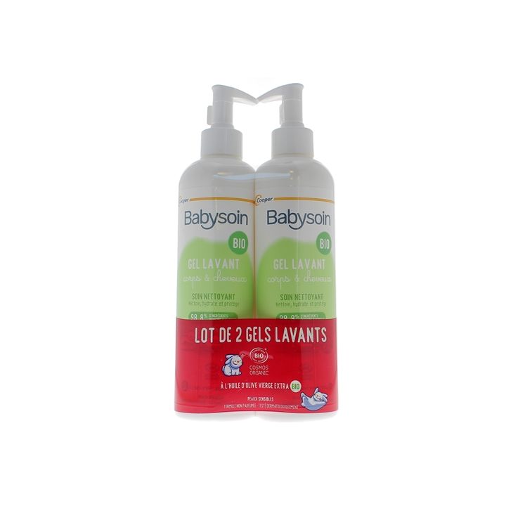 Babysoin Gel lavant corps et cheveux bio Cooper - lot de 2 flacons-pompe de 500ml