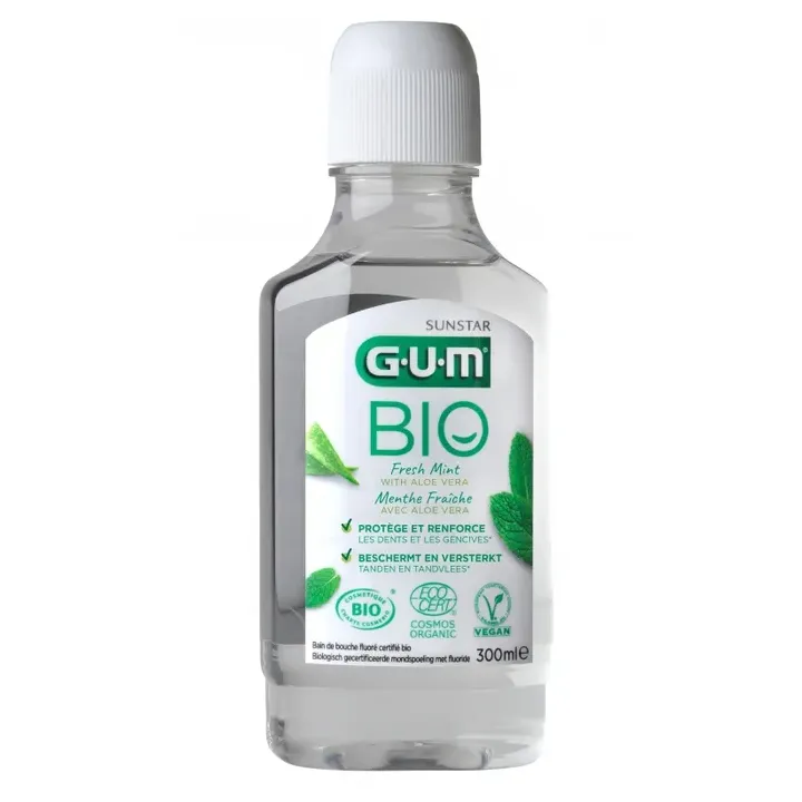 Bain de bouche fluoré menthe fraîche bio GUM - flacon de 300ml
