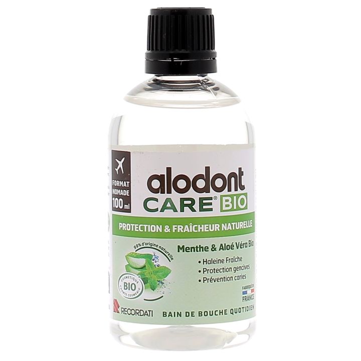 Bain de bouche quotidien protection & fraîcheur naturelle bio Alodont Care - flacon de 100 ml