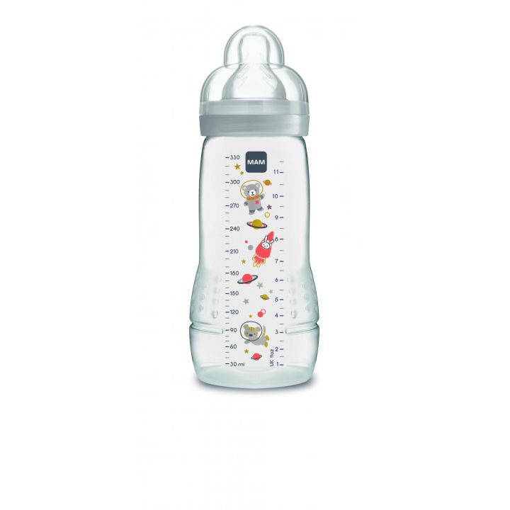 Biberon blanc Easy active 2 ème âge 6 mois + Mam - biberon de 330 ml