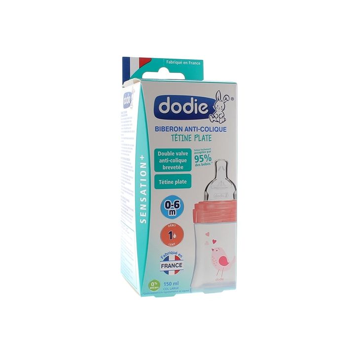 Biberon Sensation+ débit lent jardin 0-6mois Dodie- Biberon de 150ml