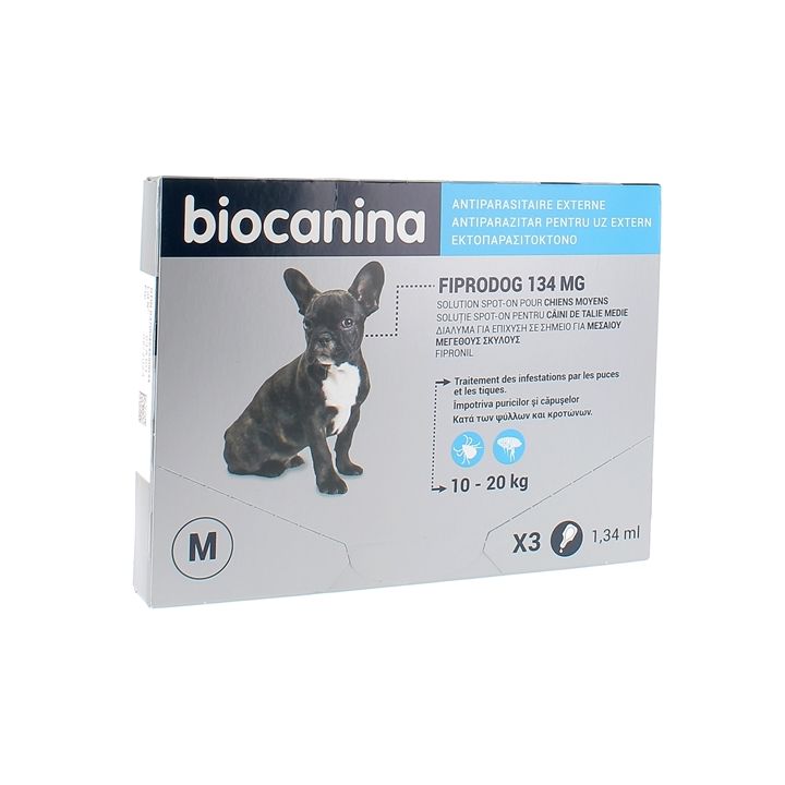 Biocanina Fiprodog Spot on 134 mg chiens moyens 10-20 kg - 3 pipettes