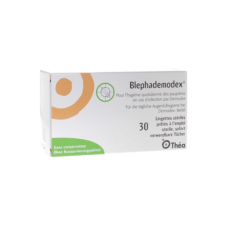 Blephademodex lingettes imprégnées hygiène des paupières Théa - boîte de 30 lingettes