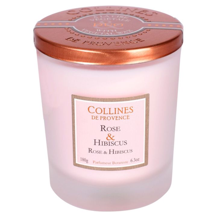 Bougie parfumée Rose & Hibiscus Collines de Provence - bougie de 180g
