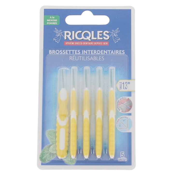 Brossettes interdentaires 1,3 mm Ricqles - 5 brossettes réutilisables