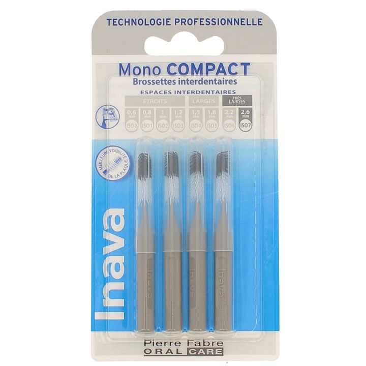 Brossettes interdentaires Mono compact 2.6 mm ISO7 Inava - 4 brossettes interdentaires