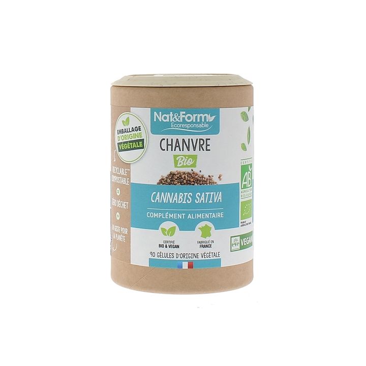 Chanvre bio Nat&Form - pot de 90 gélules