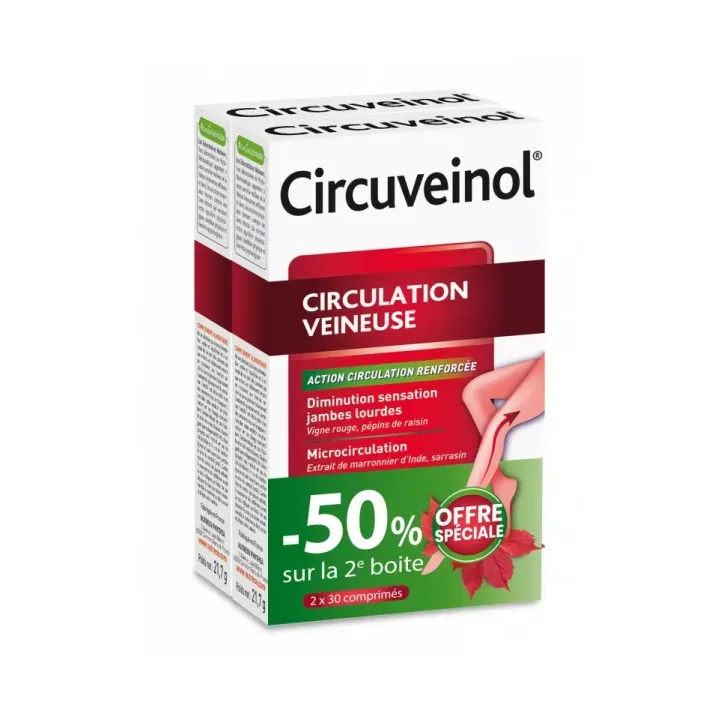 Circuveinol circulation veineuse Nutreov - lot de 2 boîtes de 2x30 comprimés