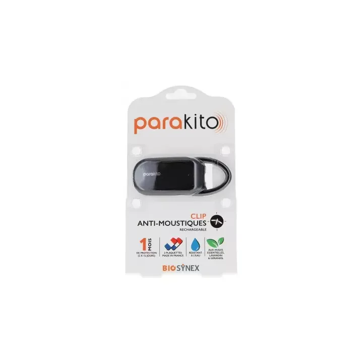 Clip anti-moustiques rechargeable Parakito - 1 clip + 2 recharges