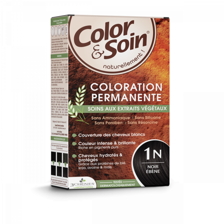 Color & soin coloration permanente Noir ébène 1N Les 3 chênes - 1 kit