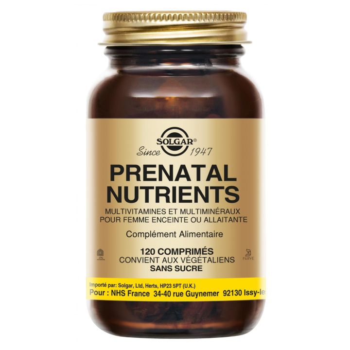 Prenatal Nutrients Solgar - flacon de 120 comprimés