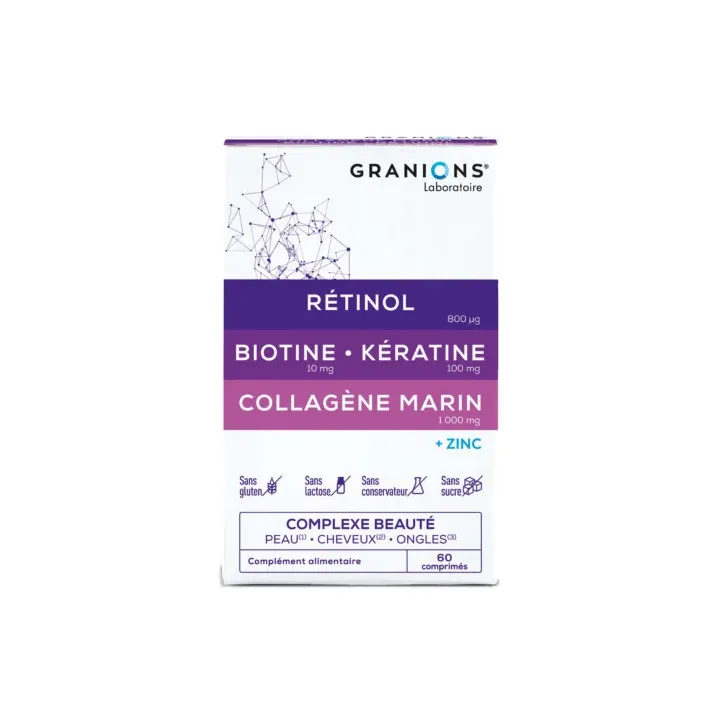 Complexe beauté peau cheveux ongles Granions - boite de 60 comprimés