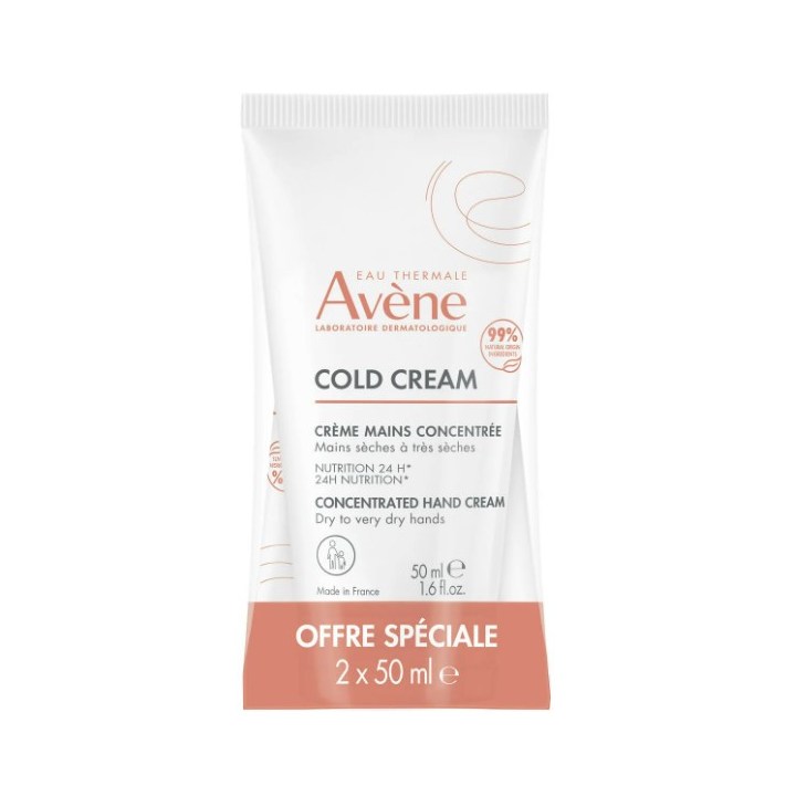 Crème mains concentrée cold cream Avène - lot de 2 tubes de 50 ml