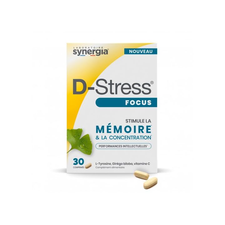 D-Stress Focus stimule la mémoire et la concentration - boîte de 30 comprimés