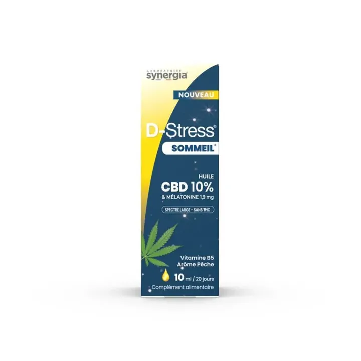 D-Stress sommeil huile CBD 10% Synergia - compte-gouttes de 10ml