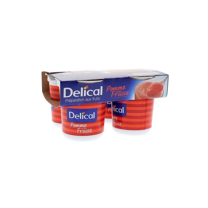 Nutra'pote Dessert aux fruits pomme fraise Delical - lot de 4 pots de 200g