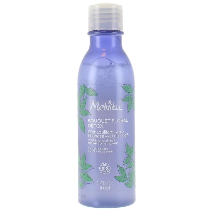 Démaquillant yeux bi-phase bouquet floral détox waterproof bio Melvita - bouteille de 100 ml
