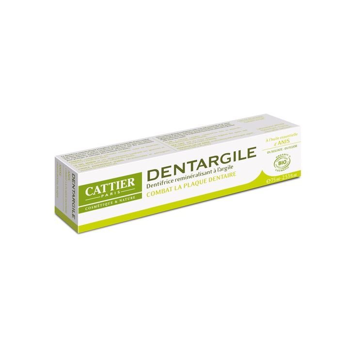Dentargile dentifrice Anis Bio combat de la plaque dentaire Cattier - tube 75 ml