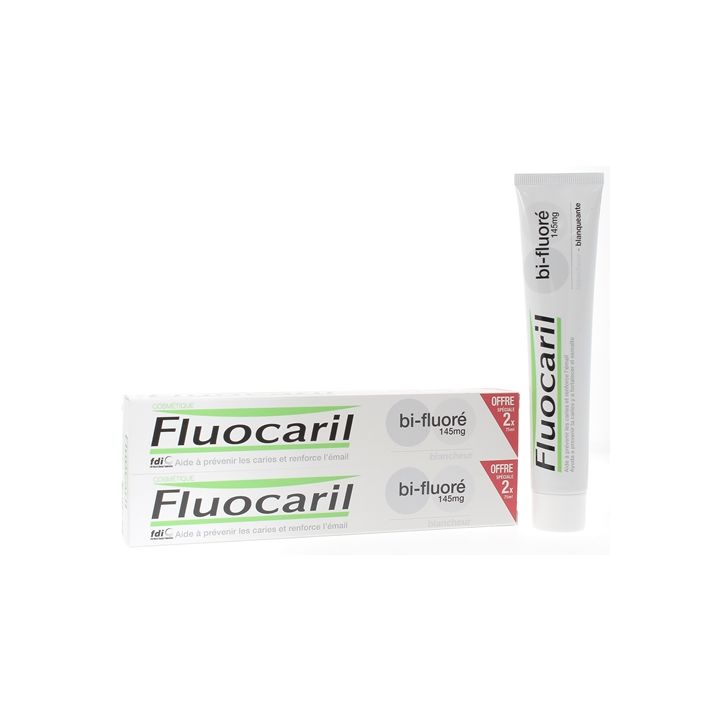 Dentifrice Blancheur Bi-Fluoré Fluocaril - lot de 2 tubes de 75 ml